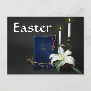 Easter Holy Bible and Crown of Thorns Holiday Postcard