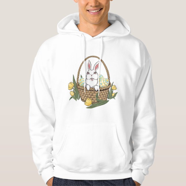 Easter Hoodie Easter Bunny Basket Ladies Hoodie (Front)