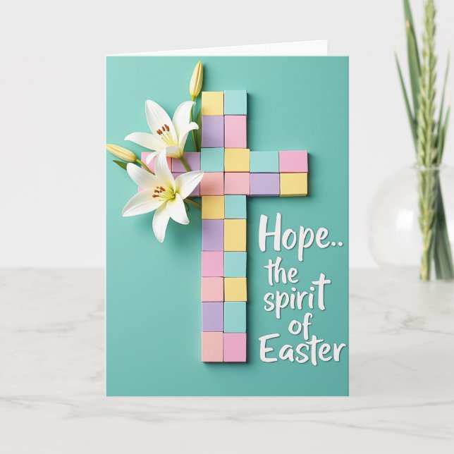 Easter Hope Floral Pastel Blocks Card (Front)