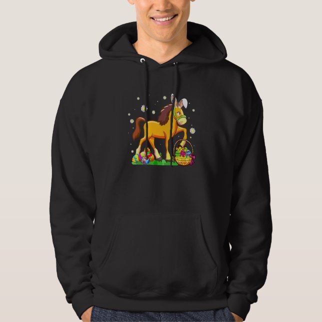 Easter Horse Bunny Ears Eggs Hunting Basket Girls  Hoodie (Front)
