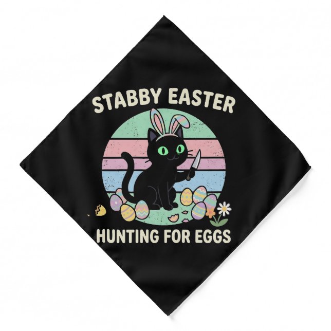 Easter Hunting For Eggs Funny Cat Bandana (Front)