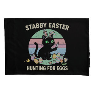 Easter Hunting For Eggs Funny Cat Pillow Case
