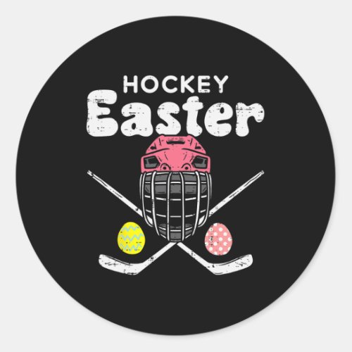 Easter Ice Hockey Helmet Stick Eggs Sports Men Boy Classic Round Sticker