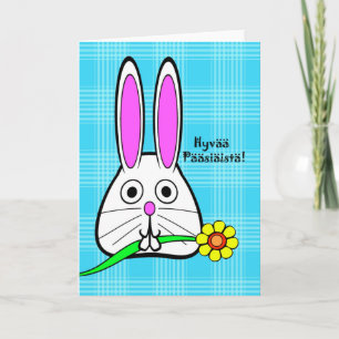 Easter in Finnish, Hyvää Päääsiäistä, Cute Bunny Holiday Card
