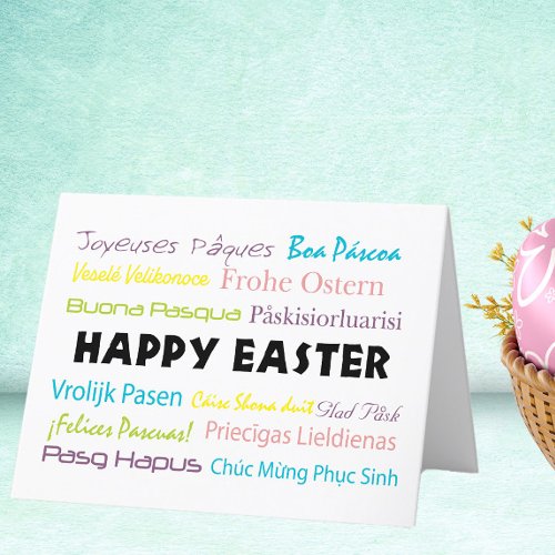 Easter in Many Languages Colorful Holiday Card