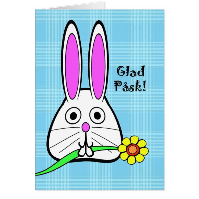 Easter in Swedish, Glad Påsk, Cute Bunny Cards (Front)