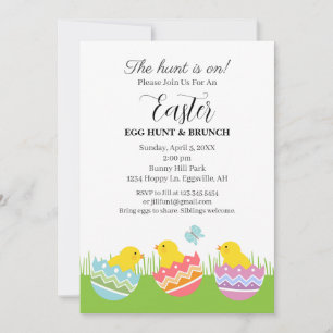 Easter Invitation Chicks with eggs cute 