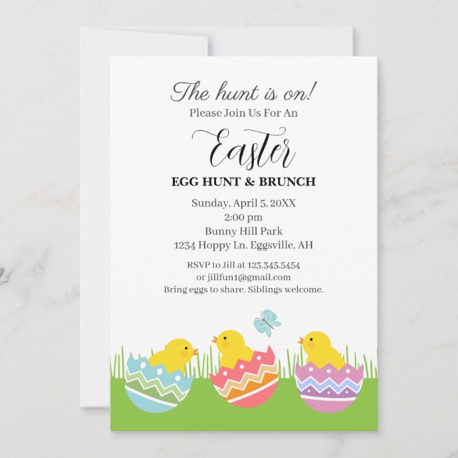 Easter Invitation Chicks with eggs cute  (Front)
