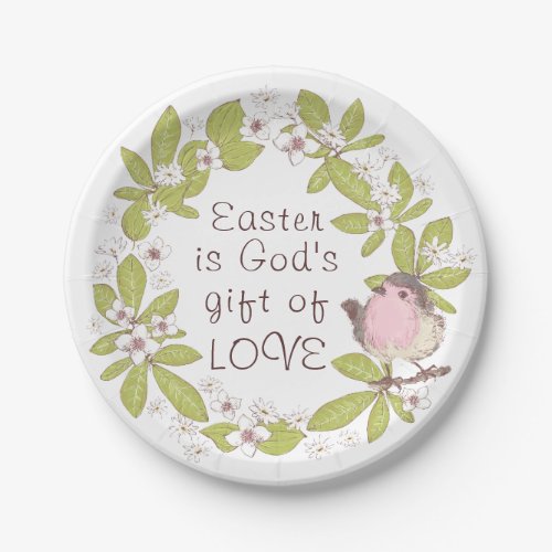 Easter is Gods Gift of Love Floral Wreath Paper Plates