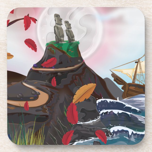 Easter Island Adventure Drink Coaster (Front)