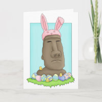 Easter Island Bunny Parody Holiday Card