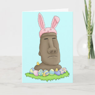 Easter Island Bunny Parody Holiday Card