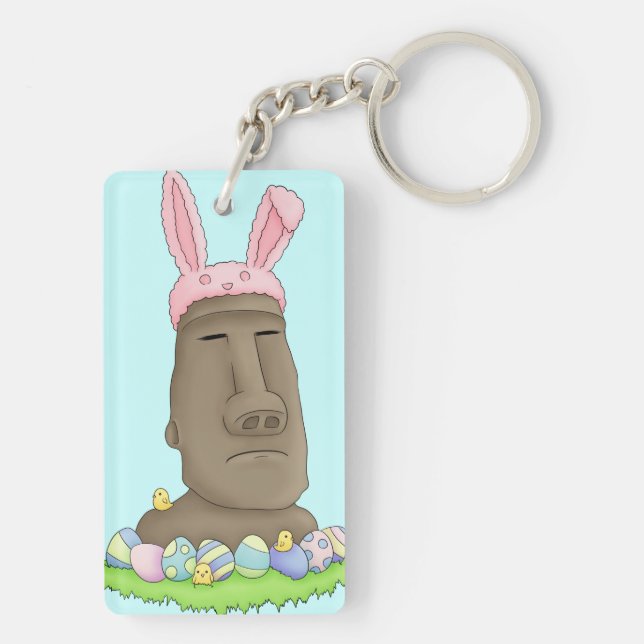 Easter Island Bunny Parody Keychain (Back)