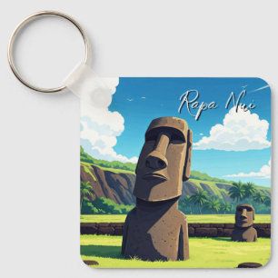 Easter Island Chile Moai Travel Keychain