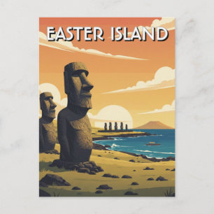 Easter Island Chile Moai Travel Postcard