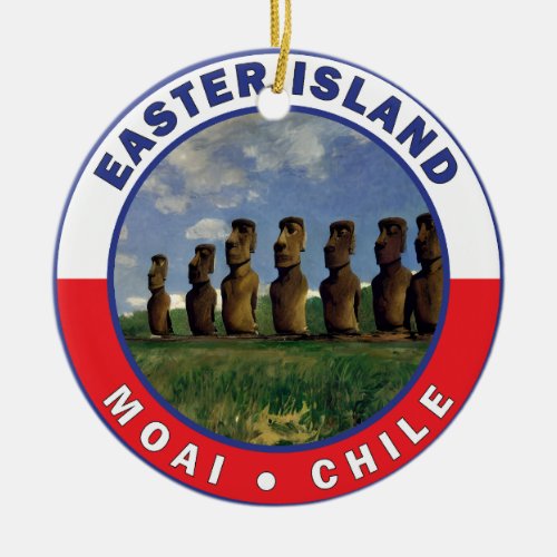 Easter Island Chile Watercolor Ceramic Ornament