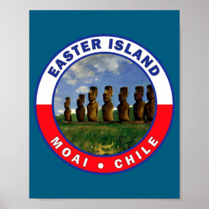 Easter island chile watercolor t shirt poster
