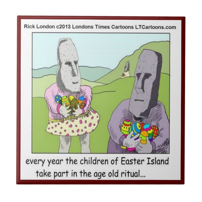 Easter Island Egg Hunt by Rick London Ceramic Tile (Front)