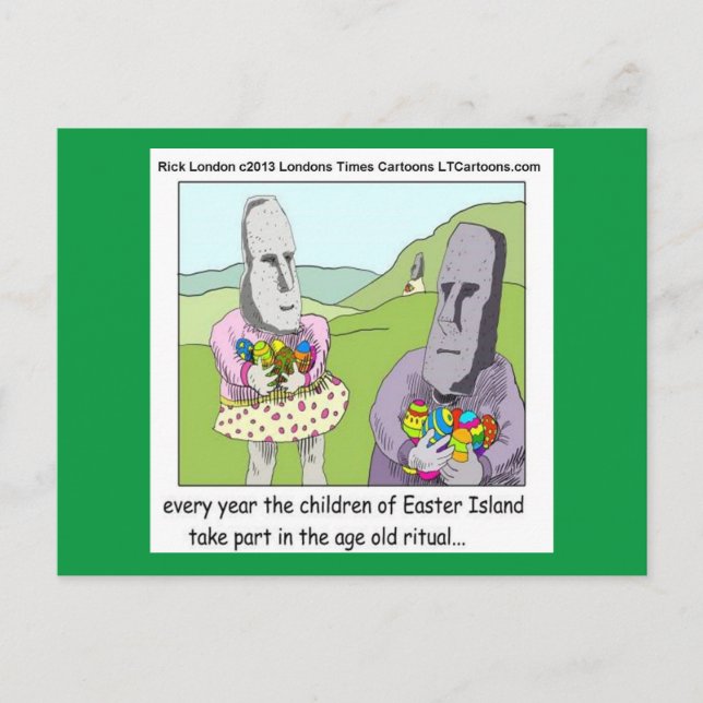 Easter Island Egg Hunt Greetingcard by Rick London Holiday Postcard (Front)