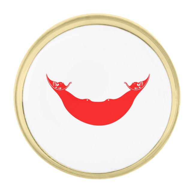 Easter Island Flag Gold Finish Lapel Pin (Front)