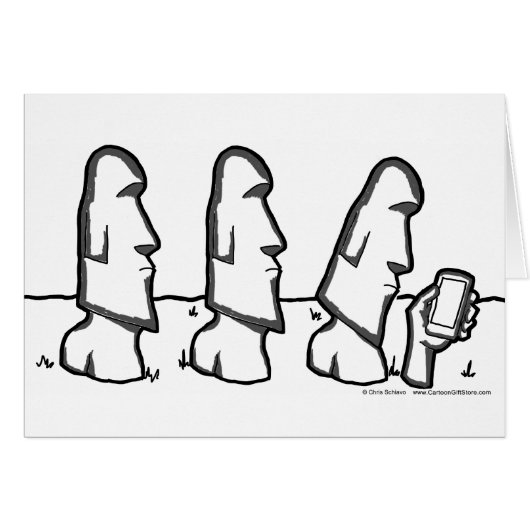 Easter Island Head Cartoon Greeting Card (Front Horizontal)