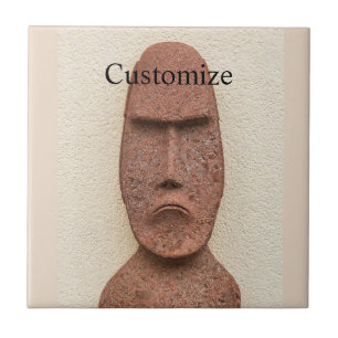 Easter Island Moai Head Thunder_Cove Ceramic Tile