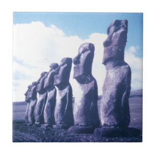 Easter Island Moai Heads Ceramic Tile