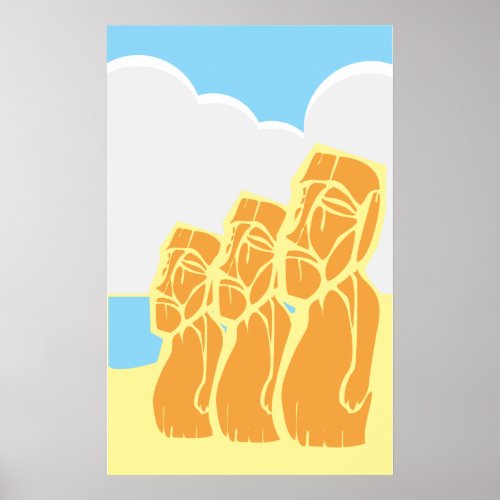 Easter Island Moai Heads Historic Site Poster