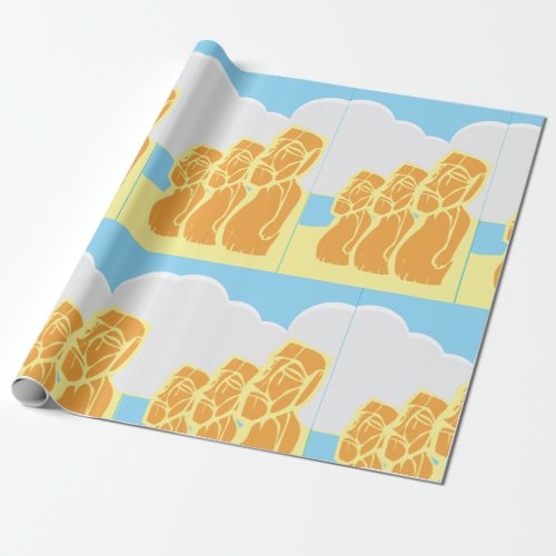 Easter Island Moai Heads Historic Wrapping Paper