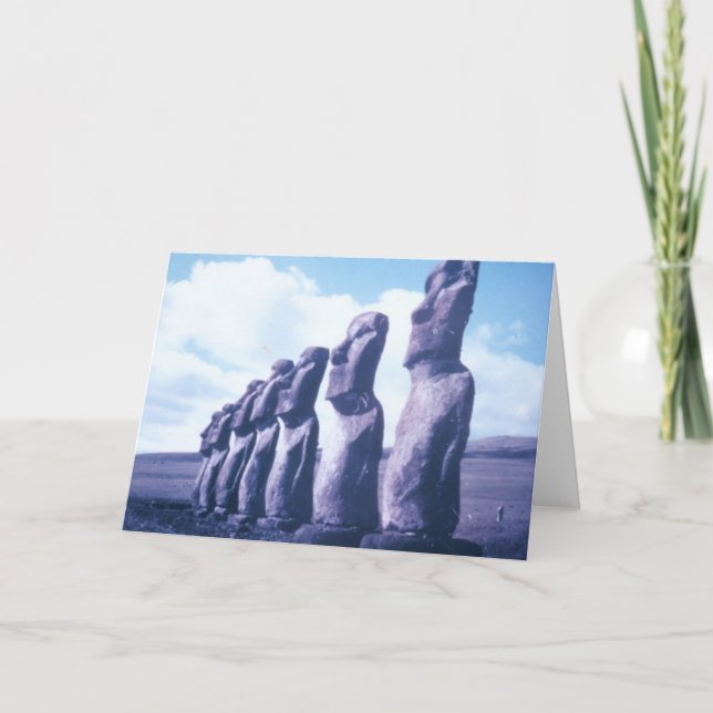 Easter Island Moai Heads Holiday Card (Front)