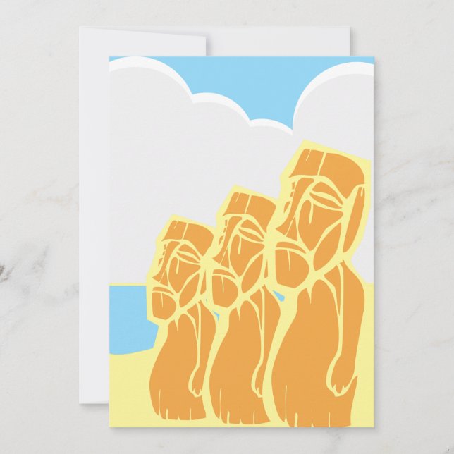 Easter Island Moai Heads Invitation (Front)