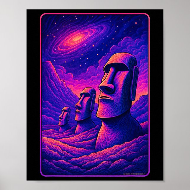 Easter Island Moai Heads - Rapa Nui Alien Galaxy A Poster (Front)