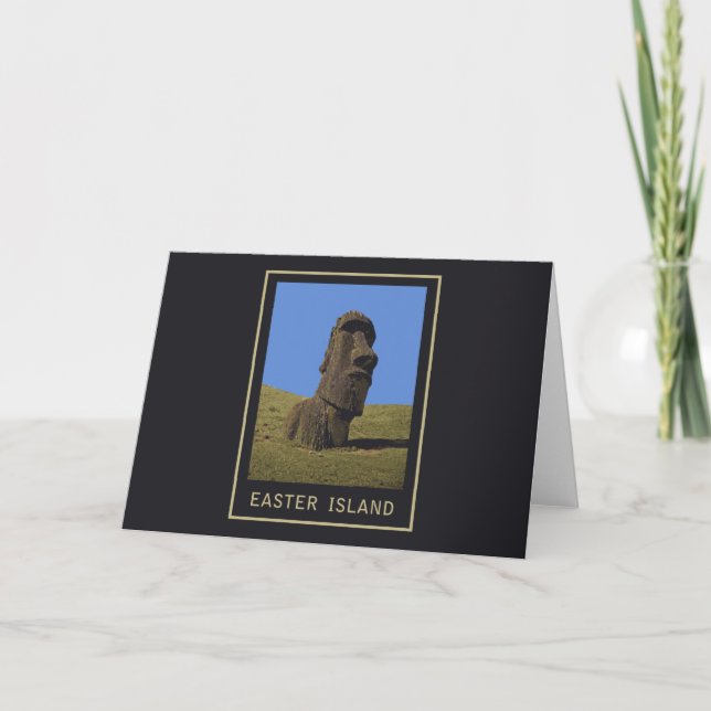 Easter Island Moai Holiday Card (Front)