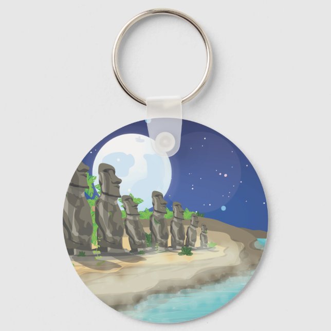 Easter Island Moai Keychain (Front)