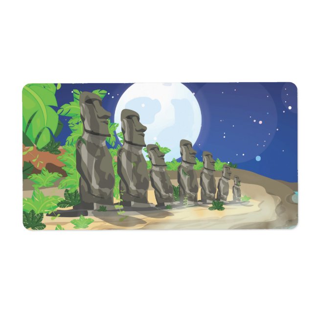 Easter Island Moai Label (Front)