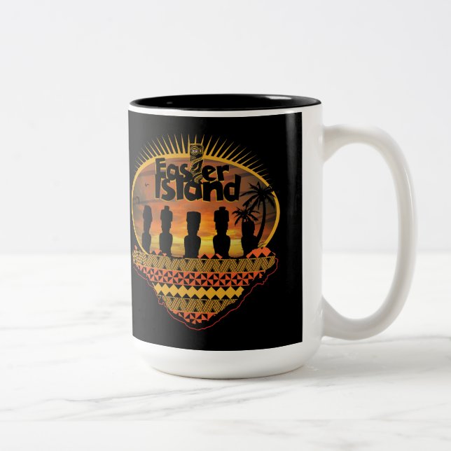 Easter Island Moai Statues Two-Tone Coffee Mug (Right)