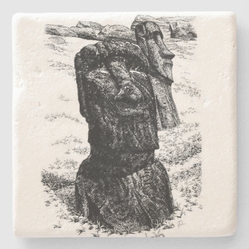 Easter Island moai Stone Coaster