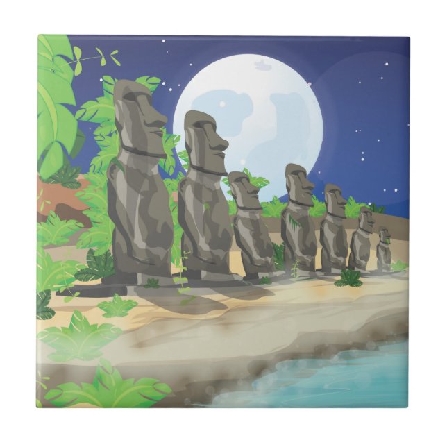 Easter Island Moai Tile (Front)