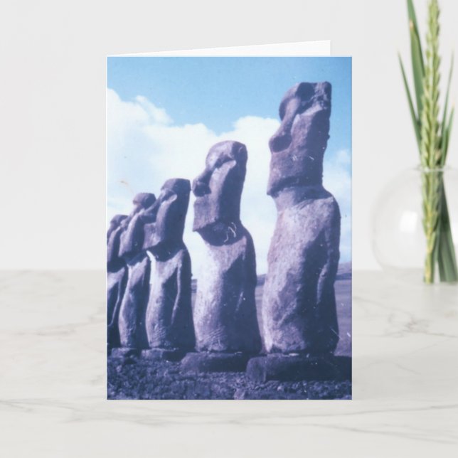 Easter Island Statues Holiday Card (Front)