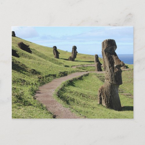 Easter Island Statues on Hill Postcard