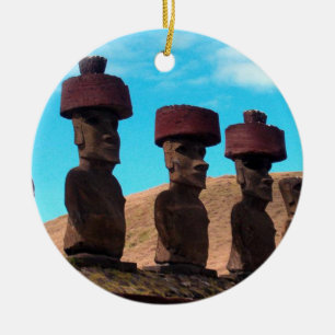 EASTER ISLAND TALKING HEADS CERAMIC ORNAMENT