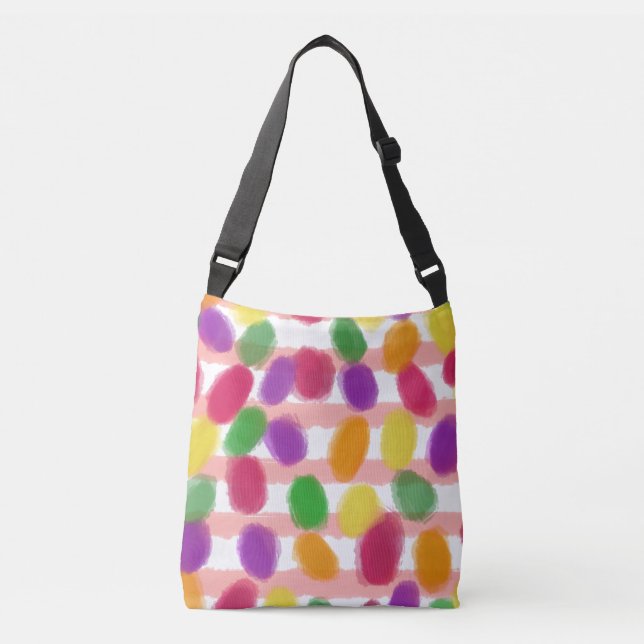 Easter Jelly Candies Pink Stripes Crossbody Bag (Front)