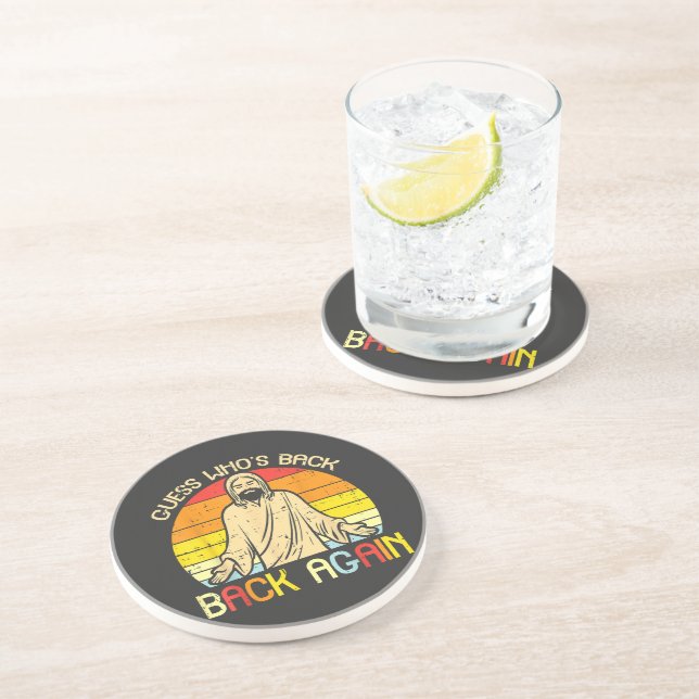 Easter Jesus Guess Whos Back Religious Christian Coaster (Side)