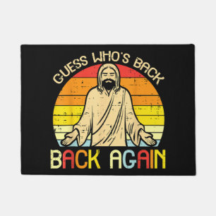 Easter Jesus Guess Whos Back Religious Christian Doormat