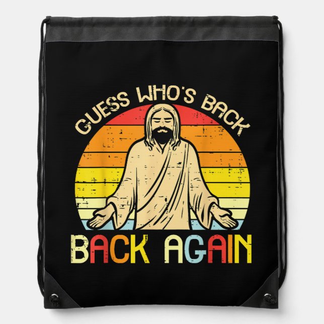 Easter Jesus Guess Whos Back Religious Christian Drawstring Bag (Front)