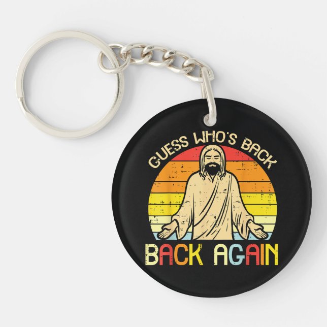 Easter Jesus Guess Whos Back Religious Christian Keychain (Front)