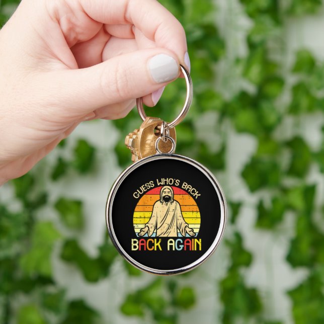 Easter Jesus Guess Whos Back Religious Christian Keychain (Hand)