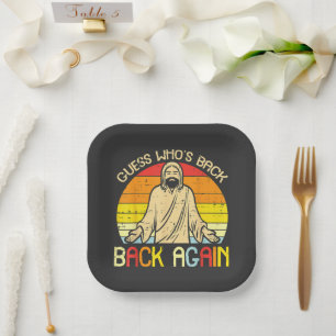 Easter Jesus Guess Whos Back Religious Christian Paper Plates