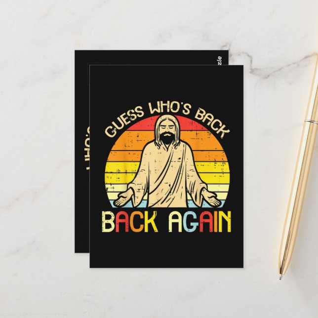 Easter Jesus Guess Whos Back Religious Christian Postcard (Front/Back In Situ)