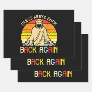 Easter Jesus Guess Whos Back Religious Christian Wrapping Paper Sheets